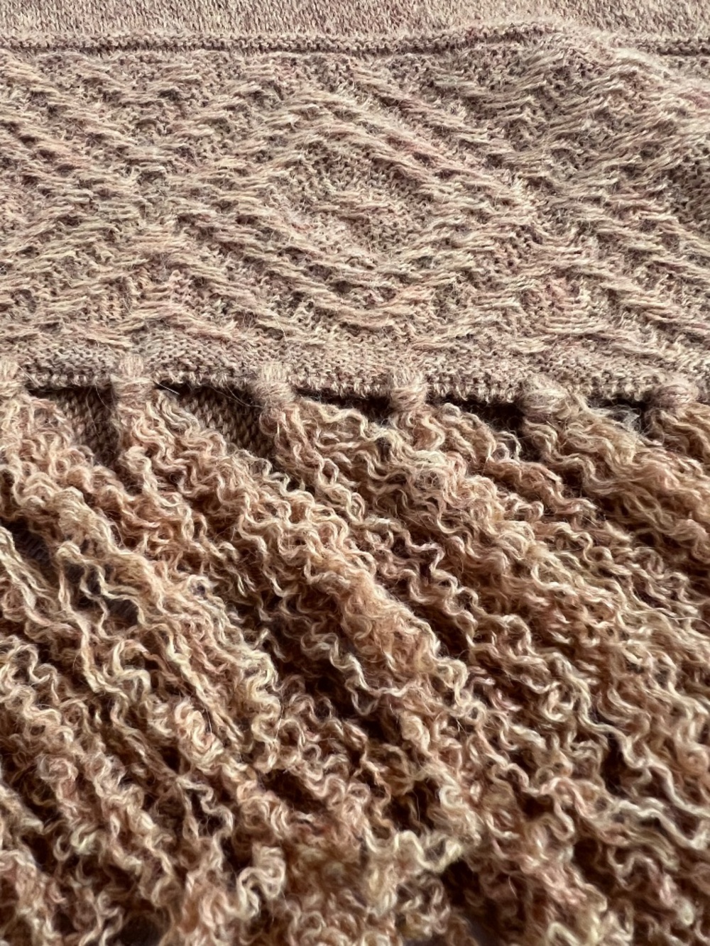 Kuna 100% Baby Alpaca Poncho Camel Asymmetrical Fringe Wrap Cape - Picture 6 of 6